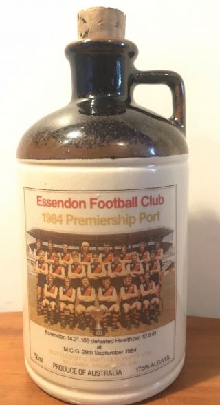Vintage Essendon Fc Port Jug Vfl 1984 Premiership Bombers Old Ballarat Pottery
