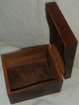 Vintage Wooden Recipe Box With Hinged Lid