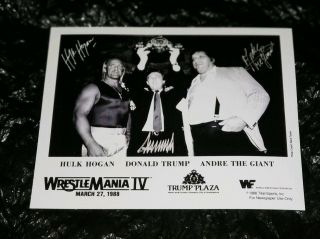 President Donald Trump Hulk Hogan Andre The Giant Autographed Wwf Wwe 8x10 Print