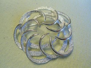 Vintage Sarah Coventry Silver Tone Swirls Brooch Pin Signed