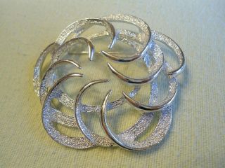 Vintage Sarah Coventry Silver Tone Swirls Brooch Pin Signed 3
