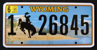 Wyoming " Bronco - Bucking Horse - Cowboy " Wy Graphic License Plate