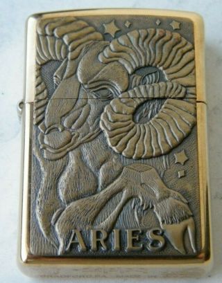Zippo 1998 Brass Aries (zodiac Series)