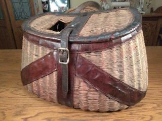 Leathered Split Willow Basket Creel