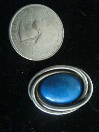 HUGE MODERNIST VINTAGE MEXICAN STERLING 925 TURQUOISE? ONYX? OVAL EARRINGS 3
