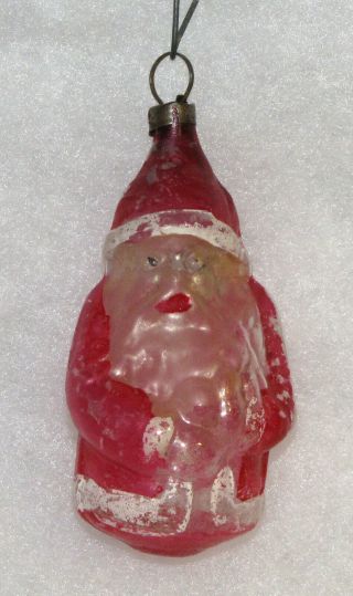 Vintage Glass Santa Claus Christmas Tree Ornament St.  Nick With Pine Germany Old