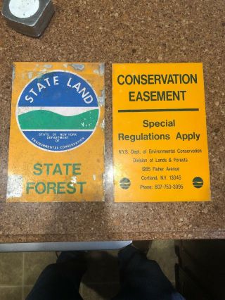 Vintage Signs 2 Dept Of Enviromental Conservation Nys State Land Forest York