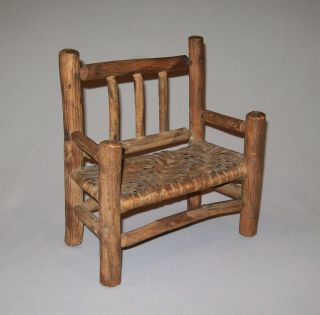 Old Antique Vtg 1920s Doll Or Miniature Adirondack Settee Bench 8.  5 " Tall Early