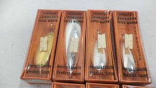 9 Vintage Johnson ' s Spoon Silver Minnow Lures Fishing Lures Old Stock 3