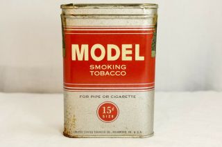 Vintage MODEL Silver 15₵ Vertical Tobacco Tin - Partial Series 121 Tax Stamp 3