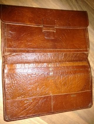 Lovely Vintage Oak Calf Leather Bi Fold Wallet Mid Century : Brown Leather Vgc