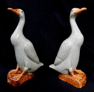Rare Antique Chinese Porcelain Export Duck Figurines Geese