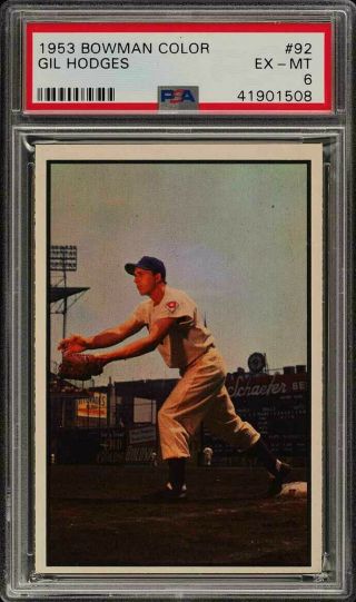 1953 Bowman Color 92 Gil Hodges Dodgers Card - Psa 6 - 41901508 - (nq)