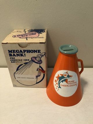 Vintage N.  Funk Ceramics Nfc Megaphone Piggy Bank Miami Dolphins W/ Box