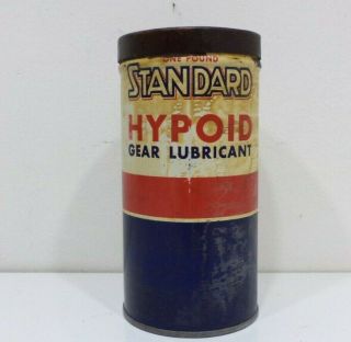 Early 1940s Vintage Standard Hypoid Gear Lubricant Motor Oil Old Tin Can 1 Pound