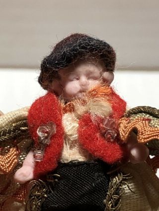 2 1/4 " Tiny Antique German Doll Ethnic Costume Articulated