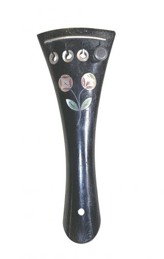 Vintage Antique Old Fancy Violin Tailpiece Pearl Inlaid Flower C.  1900 - 30 