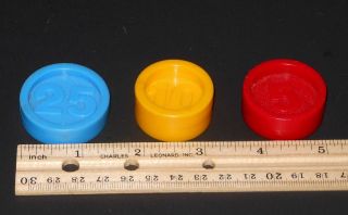 3 Vintage Fisher Price Toy Cash Register Plastic Coins