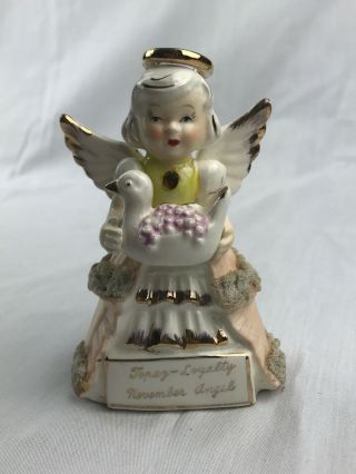 Vintage S R Fine Quality Topaz Loyalty November Angel Of Month Figurine 4 - 1/2”h