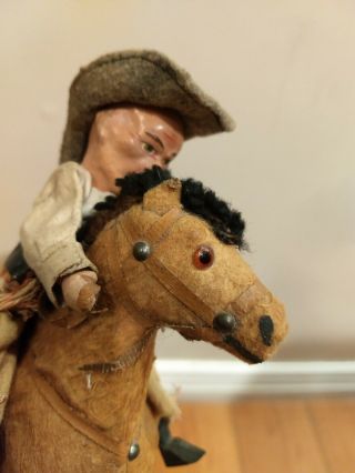 Rare ANTIQUE wind up Cowboy on a horse toy 2