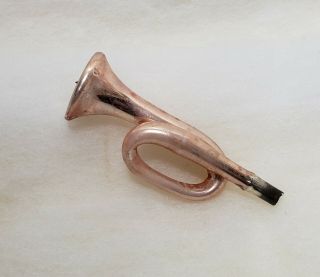 Vintage Mercury Glass Horn Christmas Ornament Peach Pink