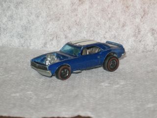 Vintage Redline Hotwheels 1969 Camaro Heavy Chevy Blue W/ White Ss Stripes Gm