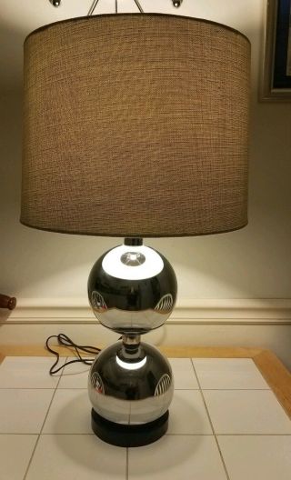 Mid Century Modern George Kovacs Stacked Double Ball Chrome Table Lamp