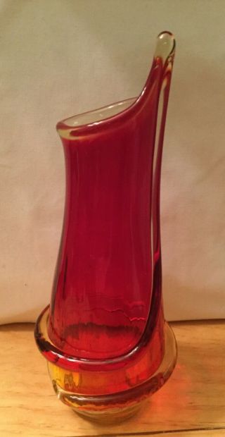 Vtg Murano Sommerso Teardrop Vase Italy Outer Strapping Formica Onesto Stunning