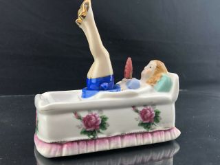 Vintage Naughty Nodder Ashtray With Alluring Girl On Sofa