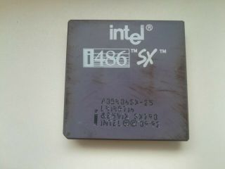Intel A80486sx - 25,  Sx798,  Vintage Cpu,  Pulled From Escom Computer,  Gold