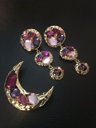 Vintage Park Lane Bejeweled Brooch And Earring Set