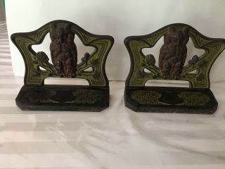Vintage Pair Cast Iron Owl Bookends 814 Or Door Stopper