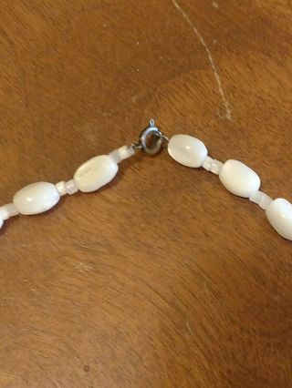 Vintage Carved Mother of Pearl Bead Necklace w/Ornate Bird Pendant 20 