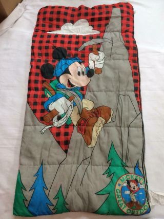 Vintage Walt Disney Mickey Mouse Great Outdoors Kids Sleeping Bag