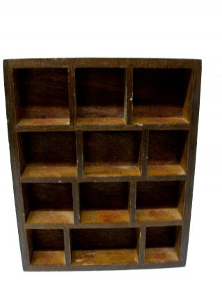 Vintage Miniature Wood Display Wall Shelf Cabinet 12 Compartments 6 " X 4.  75 "