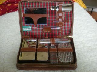 / Vintage Jc Higgins Sears Roebuck Leather Travel Kit Luggage Toiletry Set