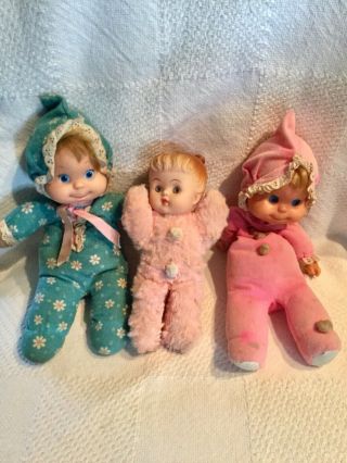 Rare Vtg 1970 Mattel Good Guys Baby Bean Beans Girl Dolls,  Cuddle Toy Doll