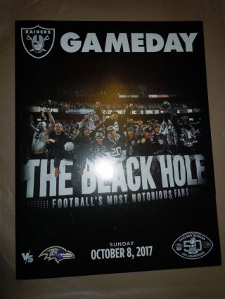 Oakland Raiders Vs Baltimore Ravens Game Day Program 10/08/17