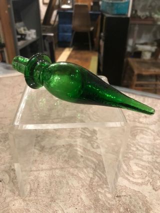 Vintage Mid Century Modern Green Art Glass Genie Bottle Stopper
