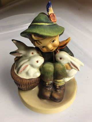 Vintage Hummel Goebel Figurine 4 " “playmates” Boy With Bunny Rabbits 58/0