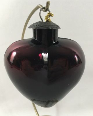 Vintage Amethyst Heart Glass Christmas Ornament | Midwest Kugel | Purple Gothic