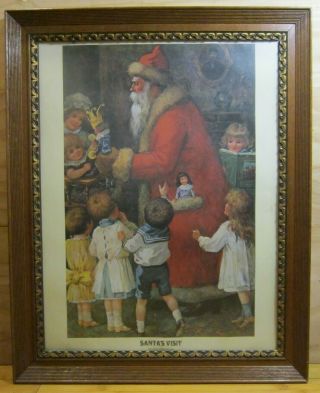 Vintage Framed Santa 