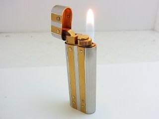Cartier Paris Gas Lighter Oval Santos Two - Tone Gold Silver Plated