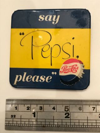 Great Shape,  Vintage Bright Square Pepsi Pin.  Mid - Century With Old Logo