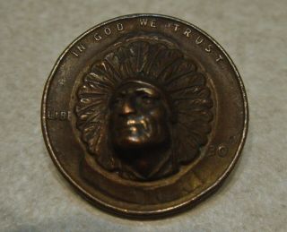 Vintage Indian Native American Head Pin / Penny E.  Pluribus Unum Very Rare