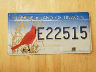 License Plate,  Illinois,  Special,  Environment,  Cardinal,  E 22515,  Land Of Lincoln