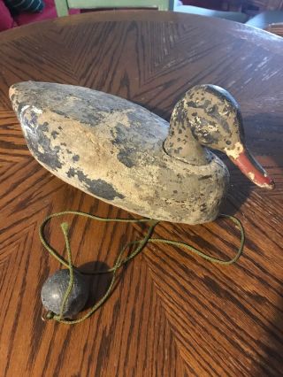 Antique Vintage Game Bird Hunting Wood Duck Decoy And Weight