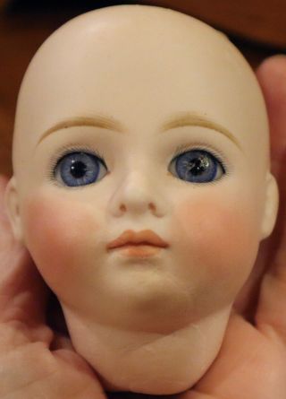 Antique C1890 3 1/2 " Kling 182 Bisque Closed Mouth Doll Head,  8 " Circumference