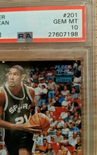 Tim Duncan 1997 - 98 Fleer Crystal Rookie 201 PSA 10 Gem Spurs RC 3