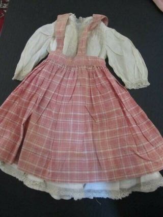 Antique Vintage,  26 Inch Doll Outfit Gingham Skirt,  Blouse,  Underskirt,  Jacket